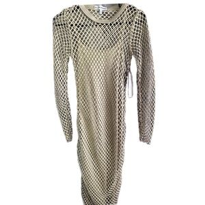 Elegant Beige Mesh Dress